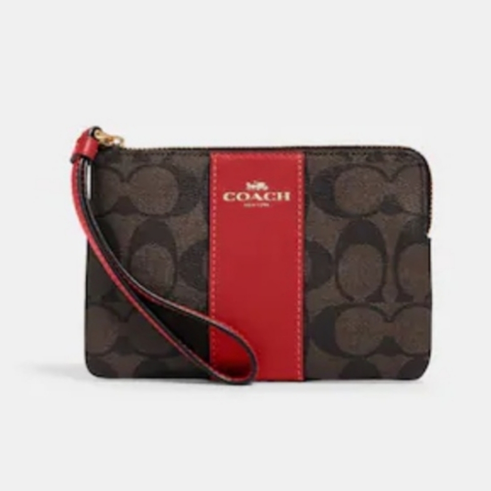 NWT COACH CORNER ZIP Wristlet In Signature Canvas